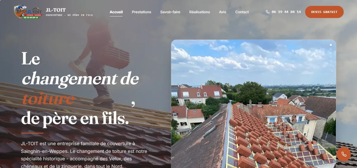 Page d'accueil du site JL-Toit